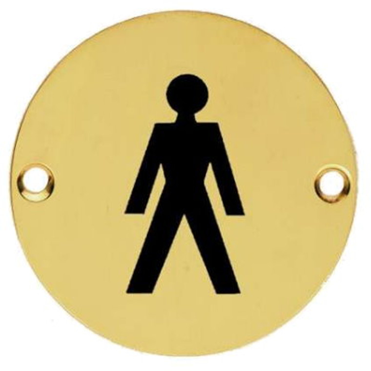 Sign Round Male Brass 75mm Pre Packed