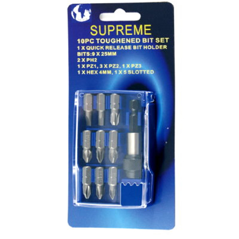 Supreme Toughened 10 Pcs Bit Set Pre Packed