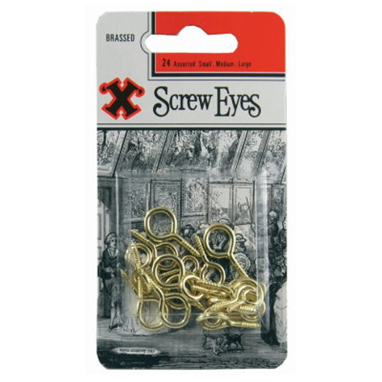 Chall Screw Eyes Ast Brs Pre Packed (12)