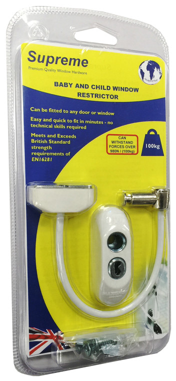 Cable Window Restrictor White Key Lock Pre Packed