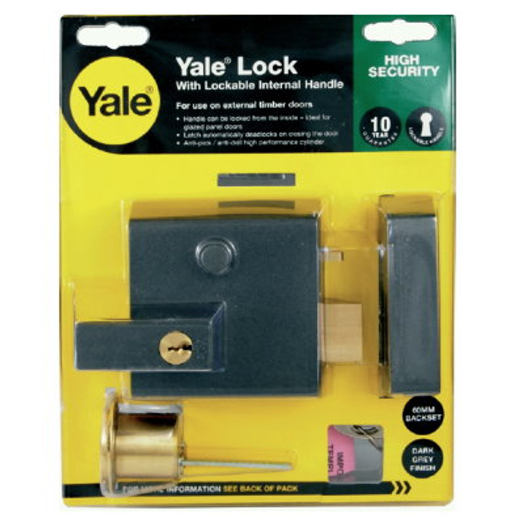 Yale N/Latch Narrow Grey 40mm Pre Packed