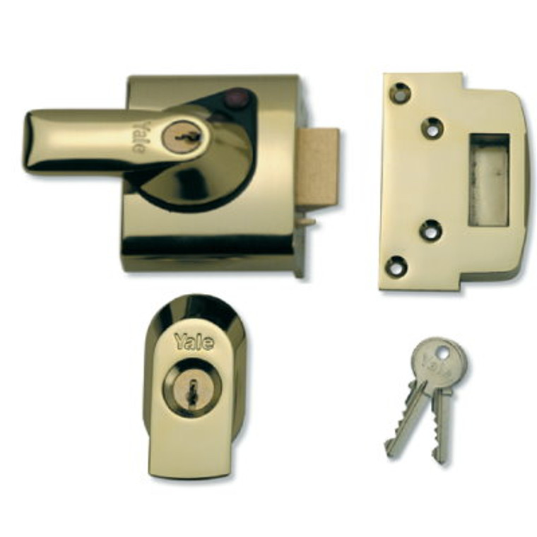 Yale N/Latch H/Sec Brasslux 60mm Pre Packed