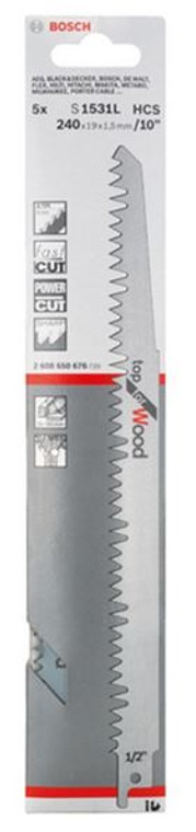 Bosch Recip Blade Wood S1531L 240mm X5