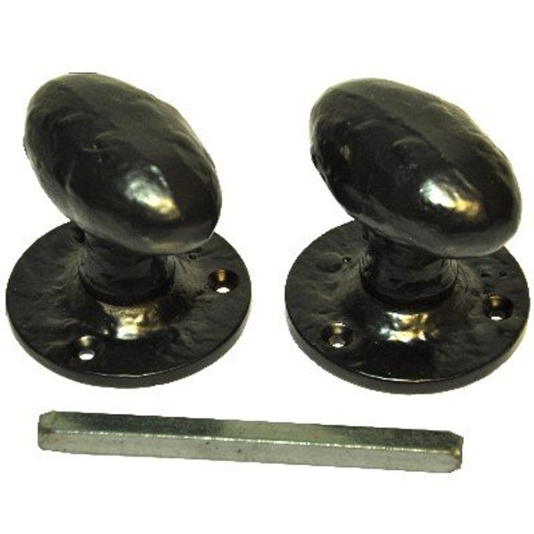 Black Antique Mortice Knob Set Pre Packed