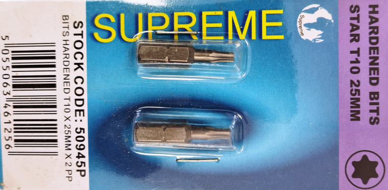 Supreme Star T10 X 25mm Hardened Bit X 2 Pre Packed