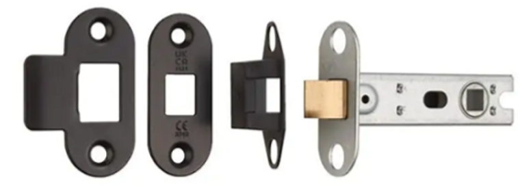 Tubular Latch Blk 75mm Pre Packed