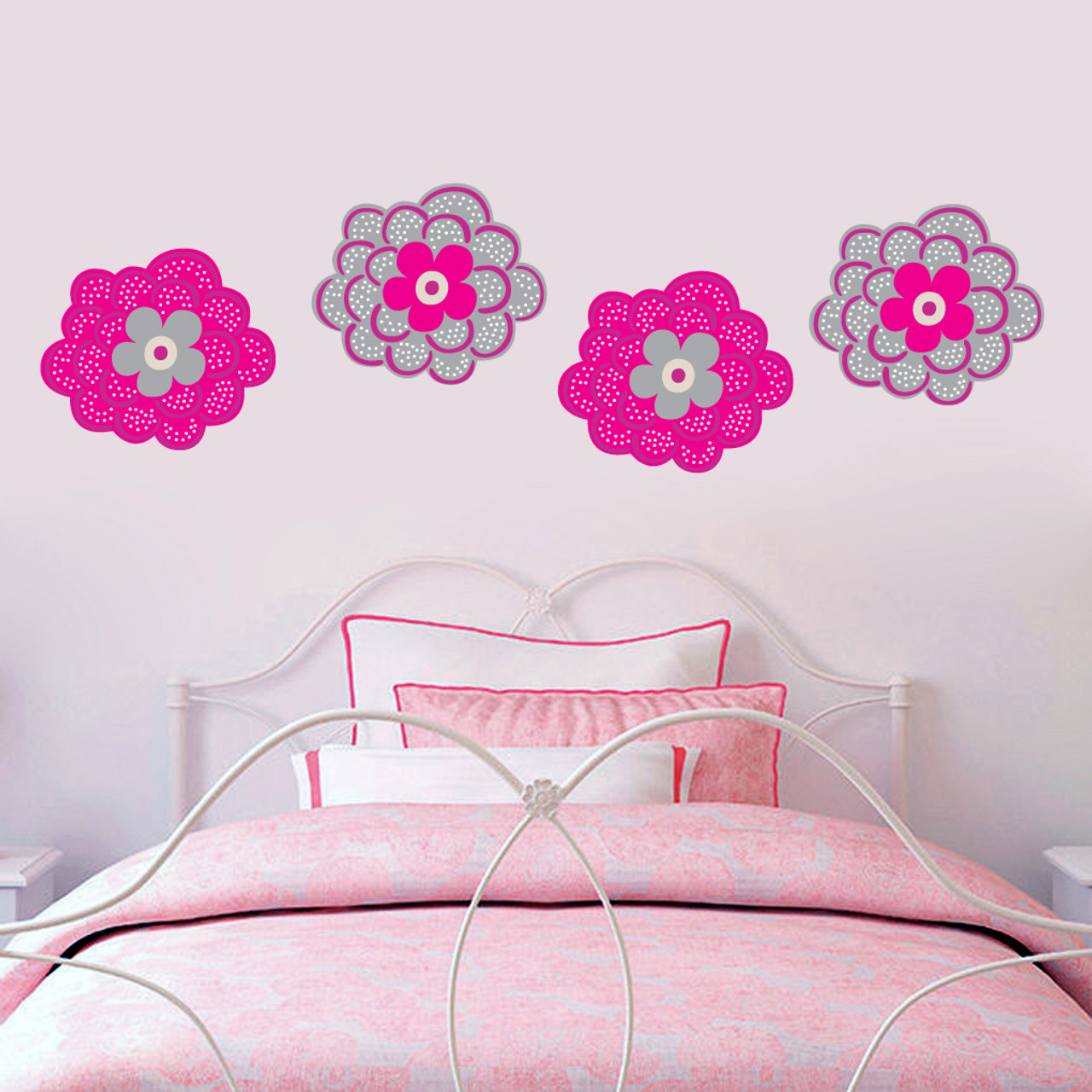 Pink + White Graphic Flower Wall Decal Set