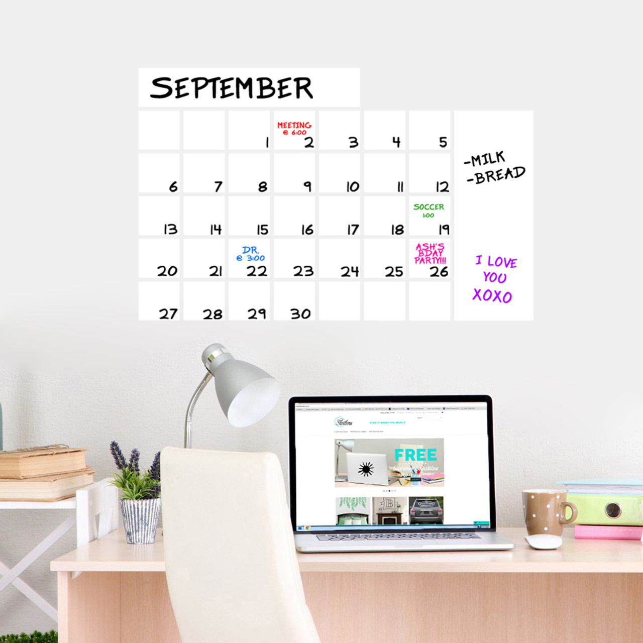 Dry Erase Calendar Wide Wall Decals Wall Decor Stickers