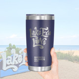 Lake Erie Love - Shores and Islands Ohio - Engraved 20 oz. Stainless Steel Tumbler with Lid