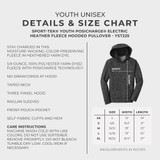 NWO Rampage Youth Unisex Sport-Tek® PosiCharge® Electric Heather Fleece Hooded Pullover - Grey Black Electric