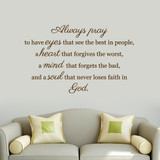 Always Pray Wall Decals 48" wide x 30" tall Sample Image