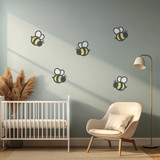 Printed Bumble Bee Wall Decal Set
