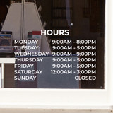 Custom Business Hours Wide Decal