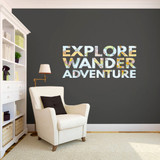 Explore Wander Adventure Printed Wall Decals 48" wide x 21" tall Sample Image