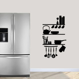 Kitchen Shelves Utensils Wall Decals 27" wide x 48" tall Sample Image