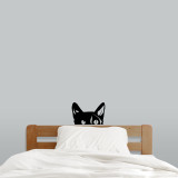 Peeping Cat Wall Decal 12" wide x 8" tall Sample Image