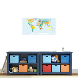 World Map Atlas Printed Wall Decal 36" wide x 18" tall Sample Image
