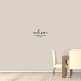 Custom Welcome With Names And Date Wall Decal 18" wide x 10" tall Sample Image