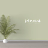 Custom Just Married Wall Decal 36" wide x 10" tall Sample Image