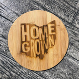 Homegrown Ohio Engraved Round Bamboo Cutting Board