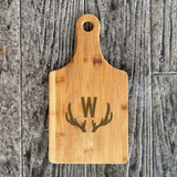 Engraved Antlers Monogram Bamboo Serving Paddle