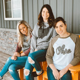 Script Ohio Camo Unisex 3/4-Sleeve Baseball Tee