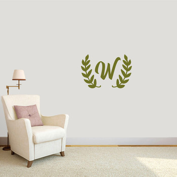 Laurel Wreath Monogram Letter Vinyl Stickers Wall Decals Custom  Personalized Art