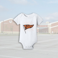 Seneca East Tigers Pennant Flag White Infant Bodysuit