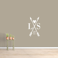 Custom Crossed Arrows With Initials Wall Decal 22" wide x 36" tall Sample Image Custom Crossed Arrows With Initials Wall Decal 22" wide x 36" tall Sample Image