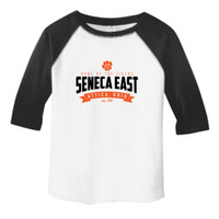 White /  Black Seneca East Home Of The Tigers Toddler Unisex 3/4 Length Sleeve Raglan T-Shirt