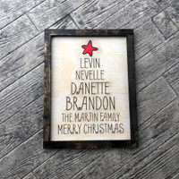 Custom Family Names Christmas Tree Wooden Sign Custom Family Names Christmas Tree Wooden Sign