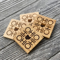 Set of 4 Ohio Engraved Drink Coasters