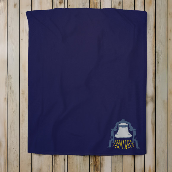 Tiffin Columbian Tornadoes Victory Bell Navy Fleece Sweatshirt Blanket