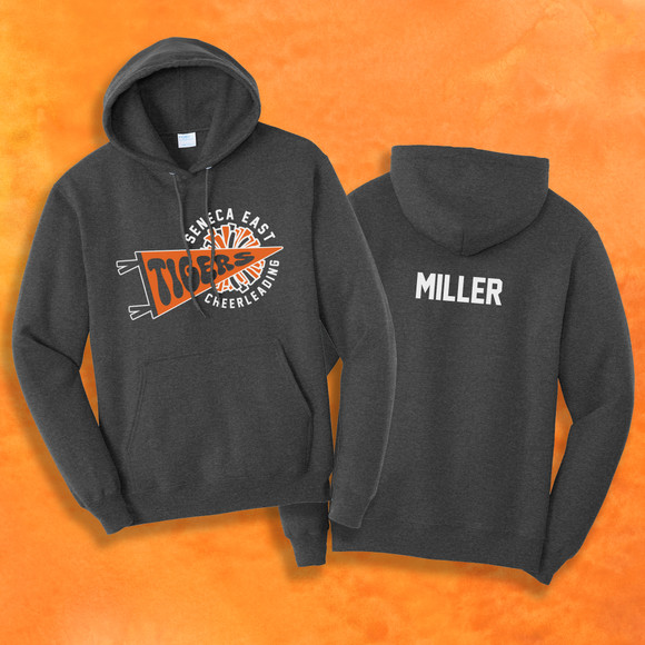 Seneca East Cheer Heathered Black Unisex Hooded Sweatshirt