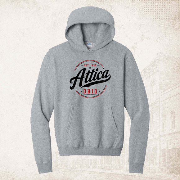 Attica, Ohio Athletic Heather Adult Unisex Smoke Hoodie