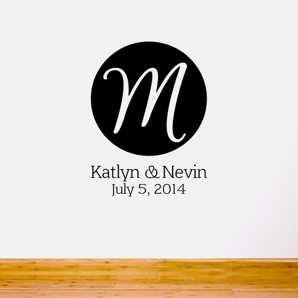 Circle Wedding Monogram Cutout Wall Decals and Stickers