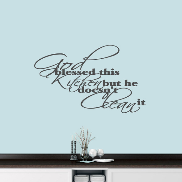 God Blessed This Kitchen Wall Decal 36" wide x 22" tall Sample Image