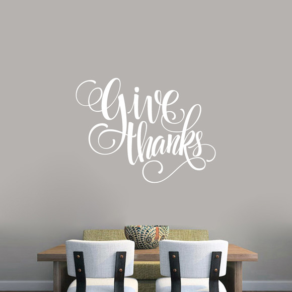 Give Thanks Script Wall Decal 36" wide x 27" tall Sample Image