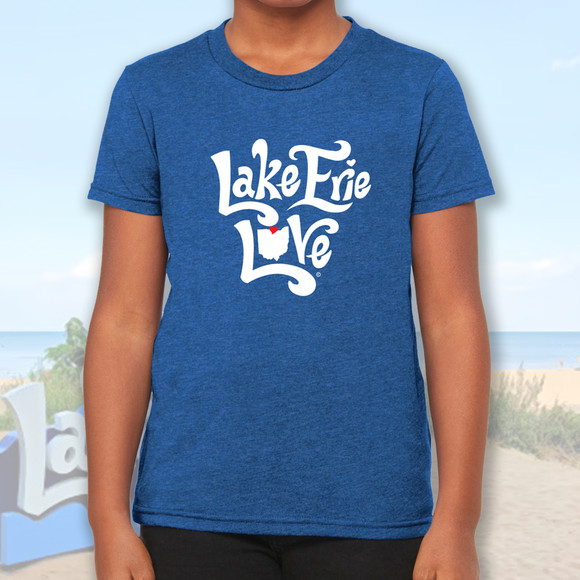 Lake Erie Love - Shores and Islands Ohio - Youth Heather True Royal Basic Unisex T-Shirt