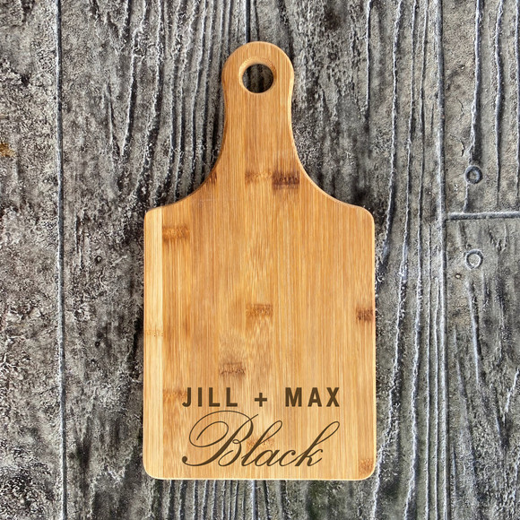 Custom Engraved Couple Name Bamboo Serving Paddle