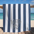 Lake Erie Love - Shores and Islands Ohio - Navy Blue Stripe Beach Towel
