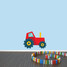 Tractor Printed Wall Decal 24" wide x 18" tall Red Sample Image