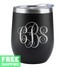 Fancy Monogram Engraved 12 oz. Stainless Steel Wine Tumbler with Lid