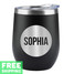 Personalized Circle Name Engraved 12 oz. Stainless Steel Wine Tumbler with Lid