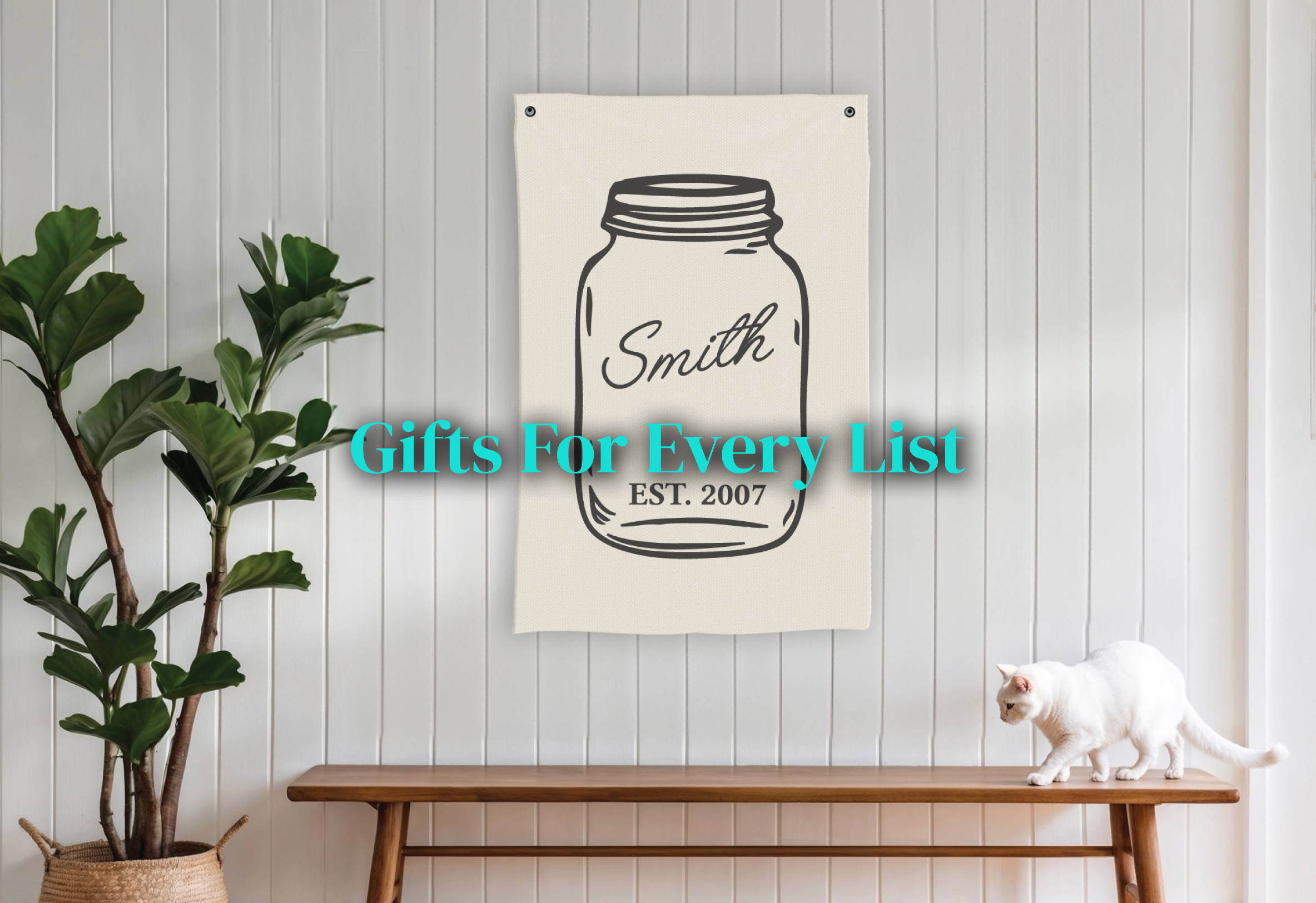 Custom Name Year Mason Jar Canvas Banner