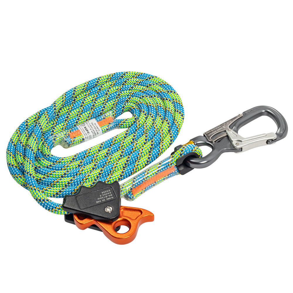 Climbing Safety Lanyard – Anti-Skid Wear-Resistant Adjustable Rope Cord With Manual Fall Arrester & Auto Lock, 12mm X 795g, For Tree Climbing & High-Altitude Work