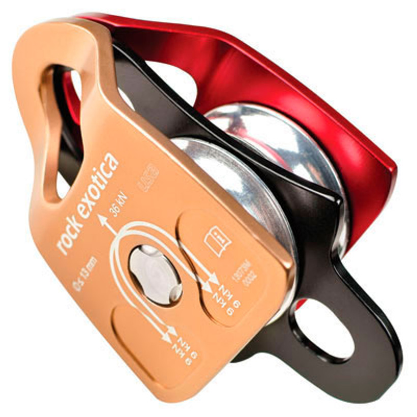 Rock Exotica Machined Rescue Double Sheave Pulley. Works with up to 1/2in. Rope