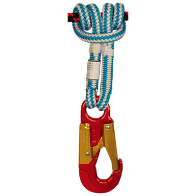 Active slide of Rope Logic's Samson 1/2 in Blue Streak Hand Spliced Prusik with Aluminum Snap