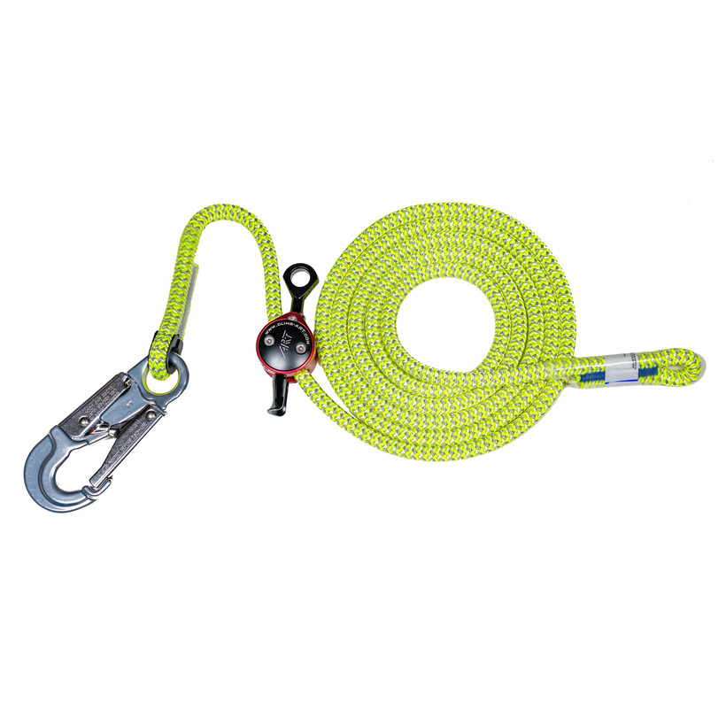 Active slide of Rope Logic's ART Positioner Lava Surge Lanyard and Snap 10ft
