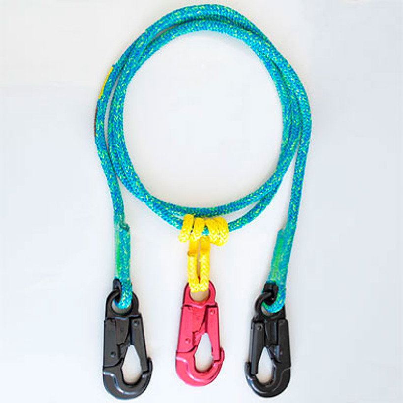Active slide of Rope Logic's 2-n-1 Lightning Blue Lanyard 12ft
